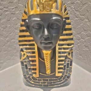 Egyptian Black and Gold Statue Mask of Tutankhamen 10"